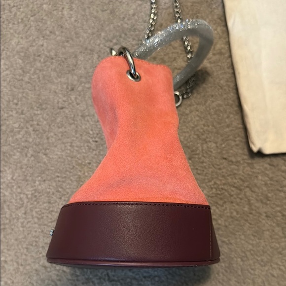 Milanblocks Coral and Burgundy Suede Bag - Picture 14 of 15